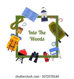 Vector flat style camping illustration