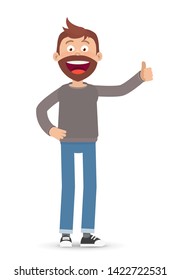 Vector flat style cartoon character. a man with a beard