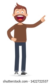 Vector flat style cartoon character. a man with a beard