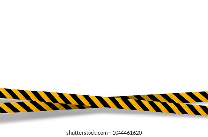 Vector flat style cartoon illustration isolated on background. Black and yellow stripes set. Warning tapes. Danger signs. Caution ,Barricade tape, Do not cross, police, scene barrier tape.