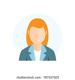 Vector Flat Style Character Avatar Icon Female