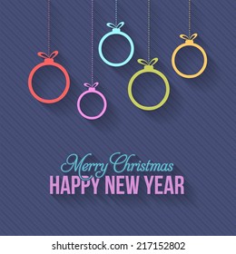 Vector Flat Style Christmas Hanging Objects Greeting Card, Background, Web Banner Design 