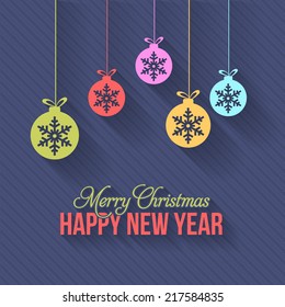 Vector Flat Style Christmas Hanging Objects Greeting Card, Background, Web Banner Design 