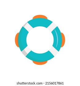 Vector flat style colored icon or illustration of lifebuoy. Summer season pool and sea aquapark and beach. Save and safe or protect. Holiday and vacation 