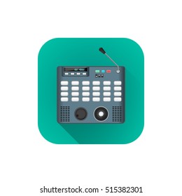 vector flat style colorful design surveillance security control panel illustration turquoise rounded square icon isolated white background