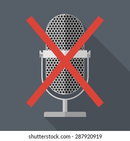 Vector flat style crossed microphone icon. Eps10