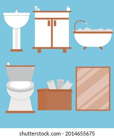 Vector flat style design Set bathroom furniture