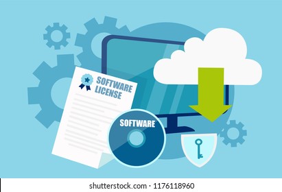 Vector flat style desing of software licensing concept