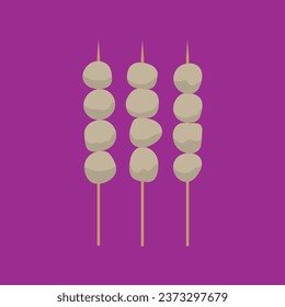 Vector flat style of fried meatballs on skewers Asia walk street food , simple travel and journey food menu, Asian delicious beef or port fried foods concept