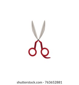 vector flat style hair scissors from barber shop or hairdresser salon icon. Isolated illustration on a white background for your logo, brand, poster or web design.