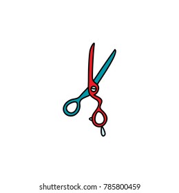 vector flat style hair scissors from barber shop or hairdresser salon icon. Isolated illustration on a white background for your logo, brand, poster or web design.