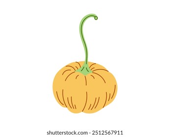 Halloween Illustration im Vektor-Flach-Stil. Handgezeichnete Kürbisskizze einzeln auf weißem Hintergrund. Element für Etiketten, Verpackungen und Kartendesign.