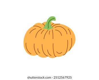 Halloween Illustration im Vektor-Flach-Stil. Handgezeichnete Kürbisskizze einzeln auf weißem Hintergrund. Element für Etiketten, Verpackungen und Kartendesign.