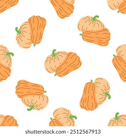 Vector de estilo plano Halloween sin patrón. Calabaza dibujada a mano. Elemento para etiquetas, embalaje y diseño de tarjetas.	