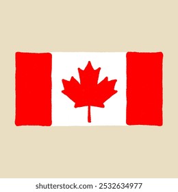 Ilustração desenhada à mão em estilo plano vetorial da bandeira do Canadá - símbolo canadense isolado