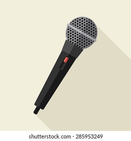 Vector flat style hand microphone icon. Eps10