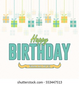 Vector Flat Style Happy Birthday Message, Celebration, Greeting Card Design. Congratulations Banner or Postcard Template