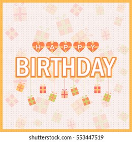 Vector Flat Style Happy Birthday Message, Celebration, Greeting Card Design. Congratulations Banner or Postcard Template