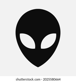 Vector flat style illustration of an alien head simple black silhouette isolated on white background