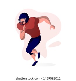 Vector flat style illustration - American football player in action.