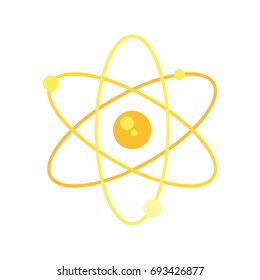 Vector flat style illustration of atom. Icon for web. Isolated on white background.