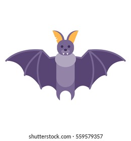 Vector flat style illustration of bat. Icon for web. Isolated on white background.