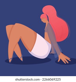 Vector flat style Illustration. Beautiful hand drawn modern woman.