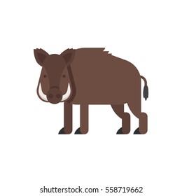 Vector flat style illustration of boar. Icon for web. Isolated on white background.