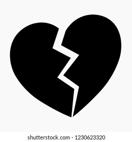 Vector flat style illustration of a broken heart icon logo isolated on white background