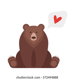 Vector flat style illustration of Canadian bear. Icon for web. Isolated on white background.