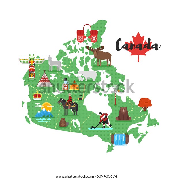 Vector Flat Style Illustration Canadian Map Stock Vector (Royalty Free 