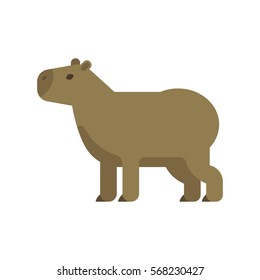 Vector flat style illustration of capybara. Icon for web. Isolated on white background.