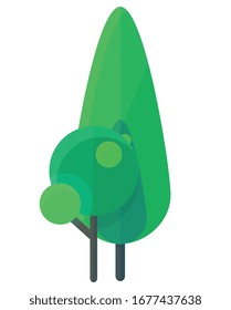 Vector flat style illustration of a cartoon tree