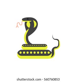 Vector flat style illustration of cobra. Icon for web. Isolated on white background.