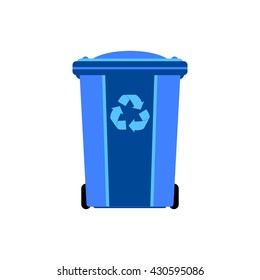 Vector flat style illustration of colorful garbage container. Recycle garbage bin for waste separation. 
