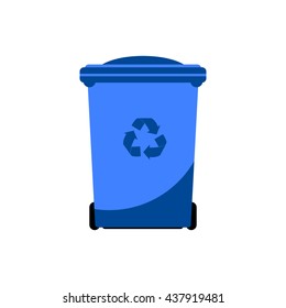 Vector flat style illustration of colorful garbage container. Recycle garbage bin for waste separation. 