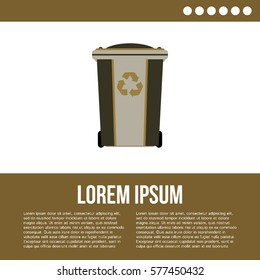 Vector flat style illustration of colorful garbage container. Recycle garbage bin for waste separation. 