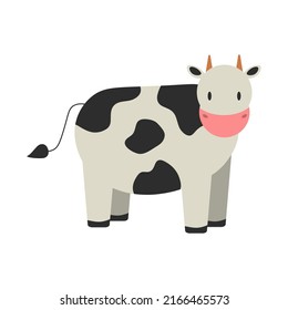 Vector flat style illustration of cow. Isolated on White background. Icon for web. EPS
