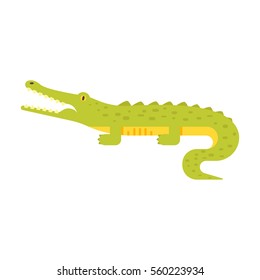 Vector flat style illustration of crocodile. Icon for web. Isolated on white background.
