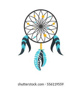 Vector flat style illustration of dream cather. Icon for web. Isolated on white background. 