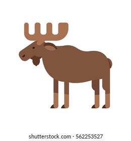 Vector flat style illustration of elk. Icon for web. Isolated on white background.