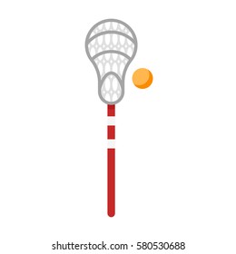 Vector flat style illustration of equipment for lacrosse game. Icon for web. Isolated on white background.