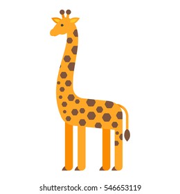 Vector flat style illustration of giraffe. Icon for web. Isolated on white background.