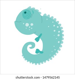 Vector flat style illustration of iguana. Icon for web. Isolated on white background.