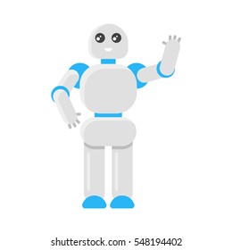 Vector flat style illustration of Japanese robot. Icon for web. Isolated on white background.