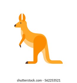 Vector flat style illustration of kangaroo. Icon for web. Isolated on white background.