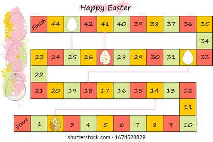 Vector flat style illustration of kids Happy Easter. For print.