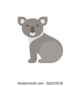 Vector flat style illustration of koala bear. Icon for web. Isolated on white background.