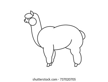 Vector flat style illustration of lama alpaca. Icon for web. Isolated on white background.
