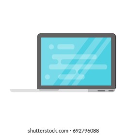 Vector flat style illustration of laptop. Icon for web. Isolated on white background.